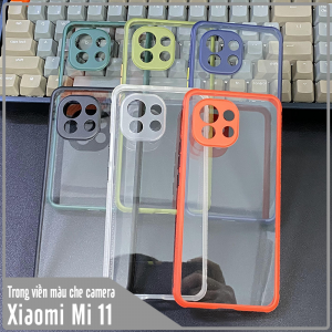 Ốp lưng cho Xiaomi Mi 11 trong viền màu che camera 4 Góc chống sốc 1