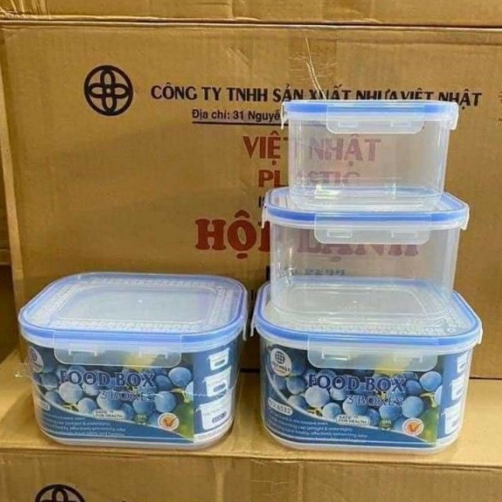 Bộ 3 Hộp Nhựa Việt Nhật Đựng Thực Phẩm Dùng Được Cho Lò Vi Sóng