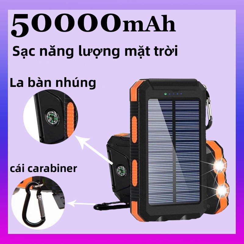 2. Sạc pin dự phòng năng lượng mặt trời 50000MAh chống nước